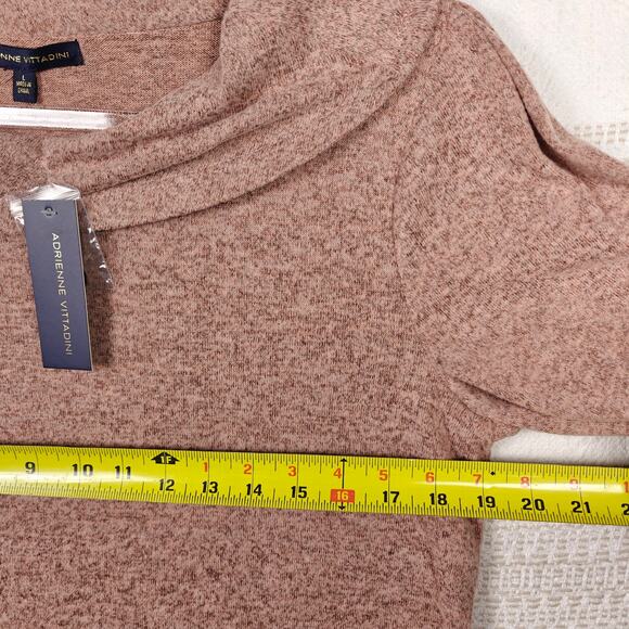 Adrienne Vittadini Pink Cowl Neck Lightweight Sweater Top Size L NWT - Picture 3 of 8